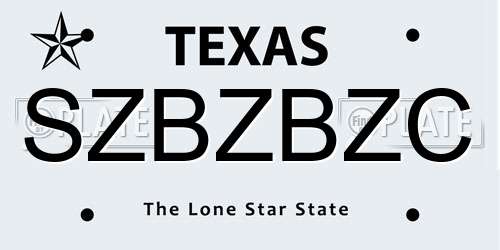 SZBZBZC Texas License Plate
