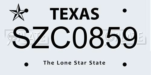 SZC0859 Texas License Plate