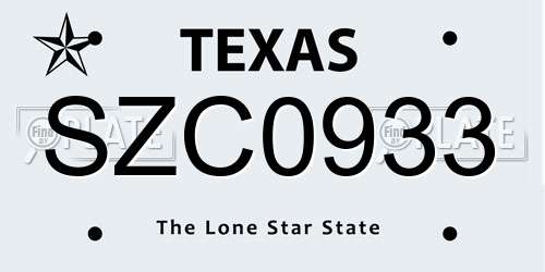 SZC0933 Texas License Plate