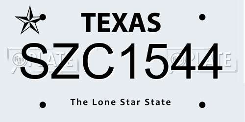 SZC1544 Texas License Plate