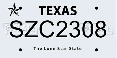 SZC2308 Texas License Plate