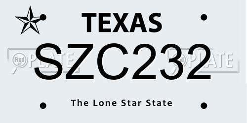 SZC232 Texas License Plate