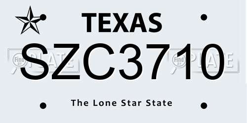 SZC3710 Texas License Plate