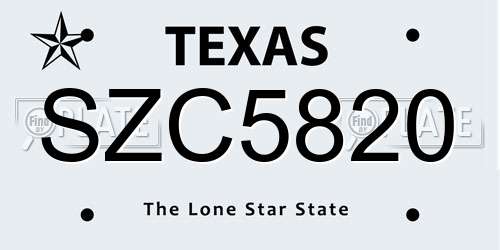 SZC5820 Texas License Plate