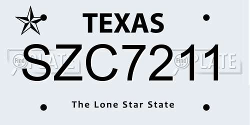 SZC7211 Texas License Plate