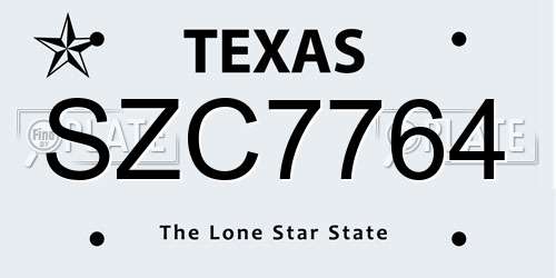 SZC7764 Texas License Plate