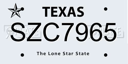 SZC7965 Texas License Plate