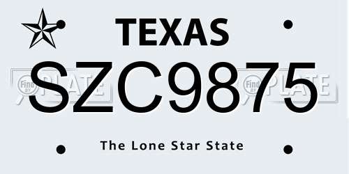 SZC9875 Texas License Plate