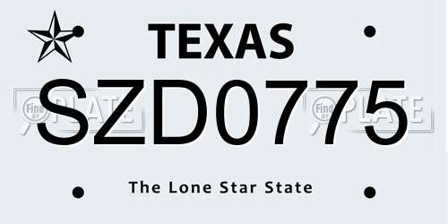SZD0775 Texas License Plate