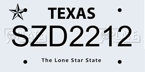 SZD2212 Texas License Plate