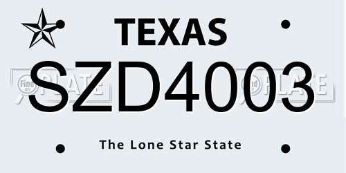 SZD4003 Texas License Plate