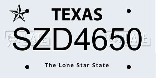 SZD4650 Texas License Plate