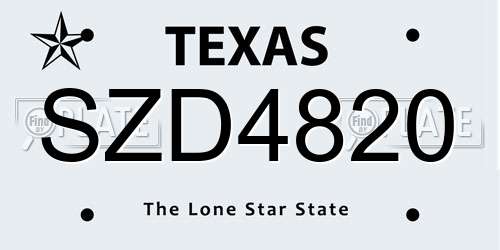 SZD4820 Texas License Plate