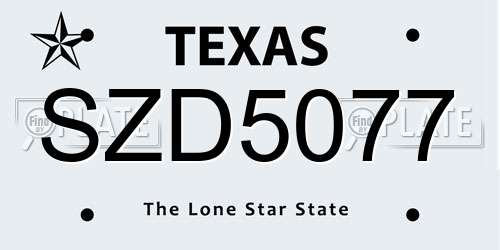 SZD5077 Texas License Plate