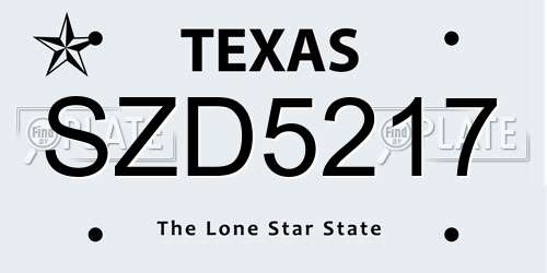 SZD5217 Texas License Plate
