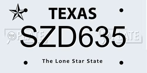 SZD635 Texas License Plate