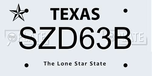 SZD63B Texas License Plate