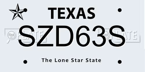 SZD63S Texas License Plate