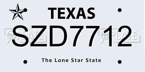 SZD7712 Texas License Plate