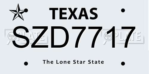 SZD7717 Texas License Plate