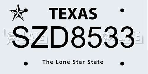 SZD8533 Texas License Plate