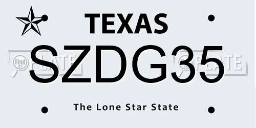 SZDG35 Texas License Plate
