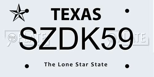 SZDK59 Texas License Plate