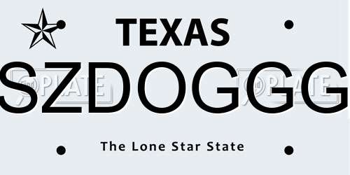 SZDOGGG Texas License Plate