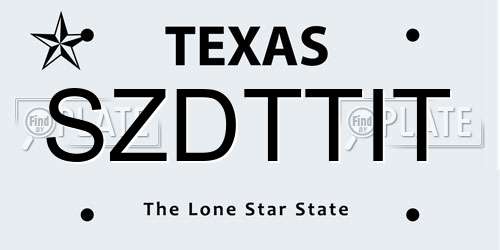 SZDTTIT Texas License Plate