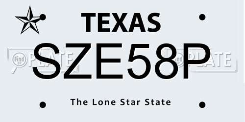 SZE58P Texas License Plate