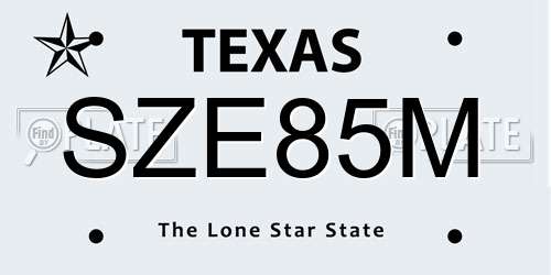 SZE85M Texas License Plate