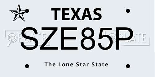 SZE85P Texas License Plate