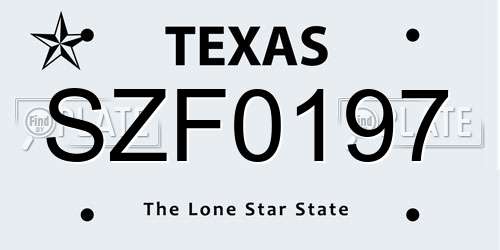 SZF0197 Texas License Plate