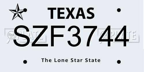 SZF3744 Texas License Plate