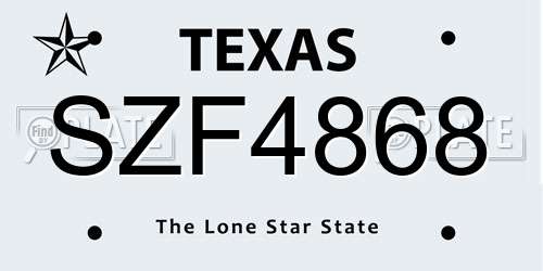 SZF4868 Texas License Plate