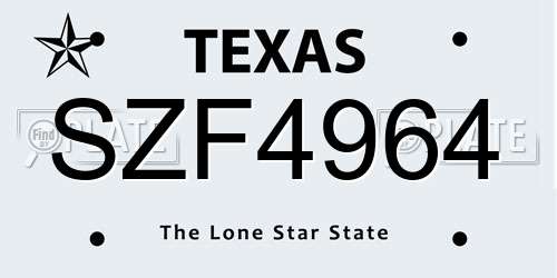 SZF4964 Texas License Plate