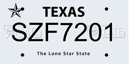 SZF7201 Texas License Plate