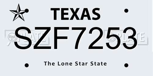 SZF7253 Texas License Plate
