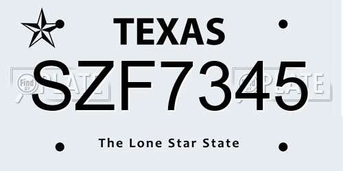 SZF7345 Texas License Plate