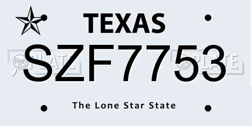 SZF7753 Texas License Plate
