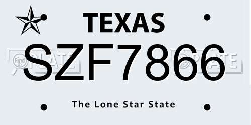 SZF7866 Texas License Plate