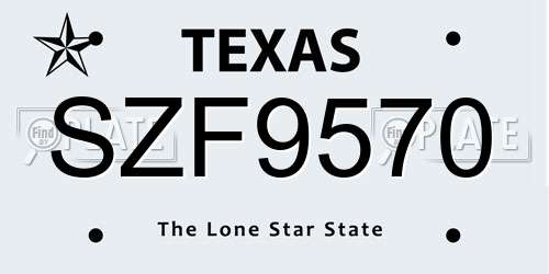 SZF9570 Texas License Plate
