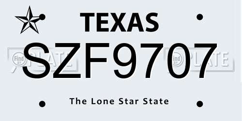 SZF9707 Texas License Plate