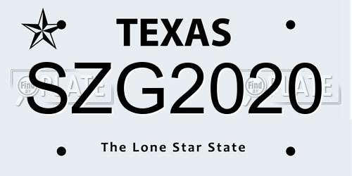 SZG2020 Texas License Plate