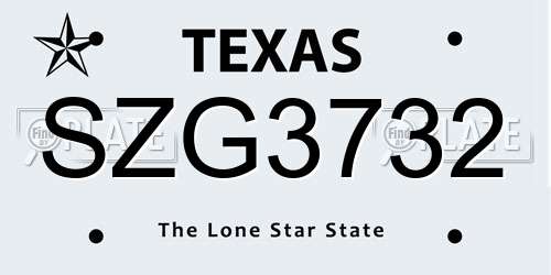SZG3732 Texas License Plate