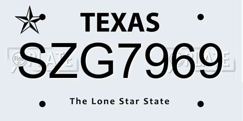 SZG7969 Texas License Plate