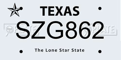 SZG862 Texas License Plate