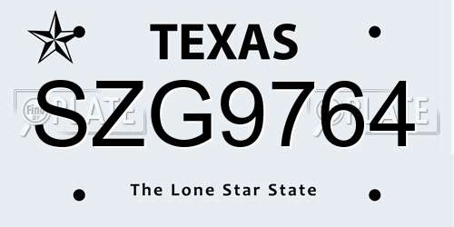 SZG9764 Texas License Plate