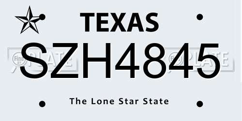 SZH4845 Texas License Plate