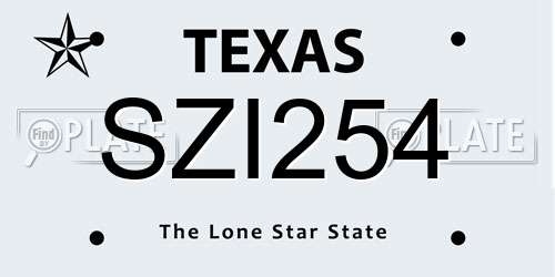 SZI254 Texas License Plate